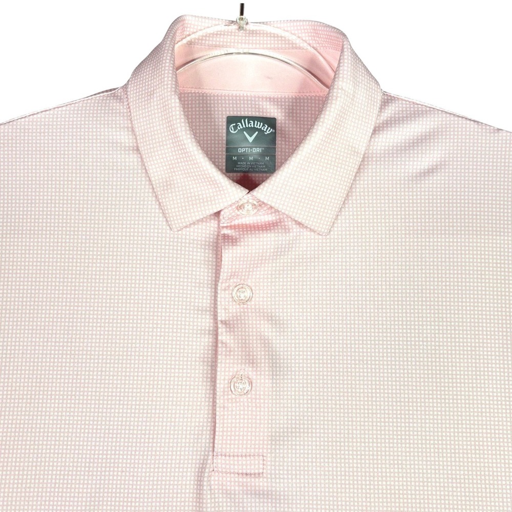 Callaway Opti-Dri Mens Pink Micro Check Golf Polo Shirt Medium GBA Life Sciences